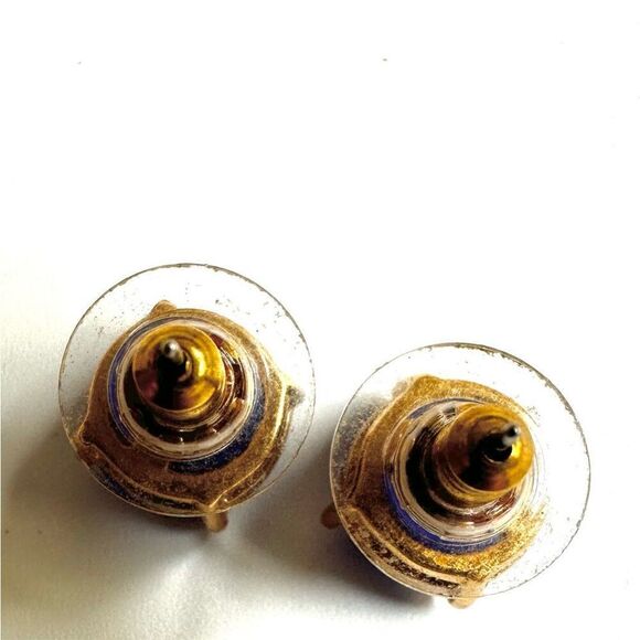 Blue and gold tone post earrings - Picture 3 of 6